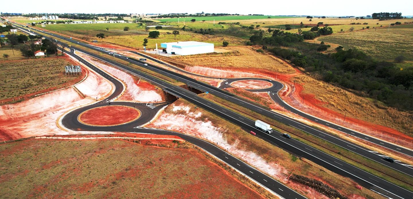 Imagem aérea de uma rodovia em construção